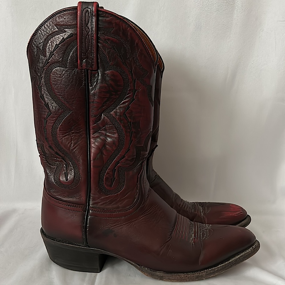 Lucchese 2000 Red Brown Men’s Leather Western Cowboy Boots Shoes **Size 9.5** - Picture 3 of 13
